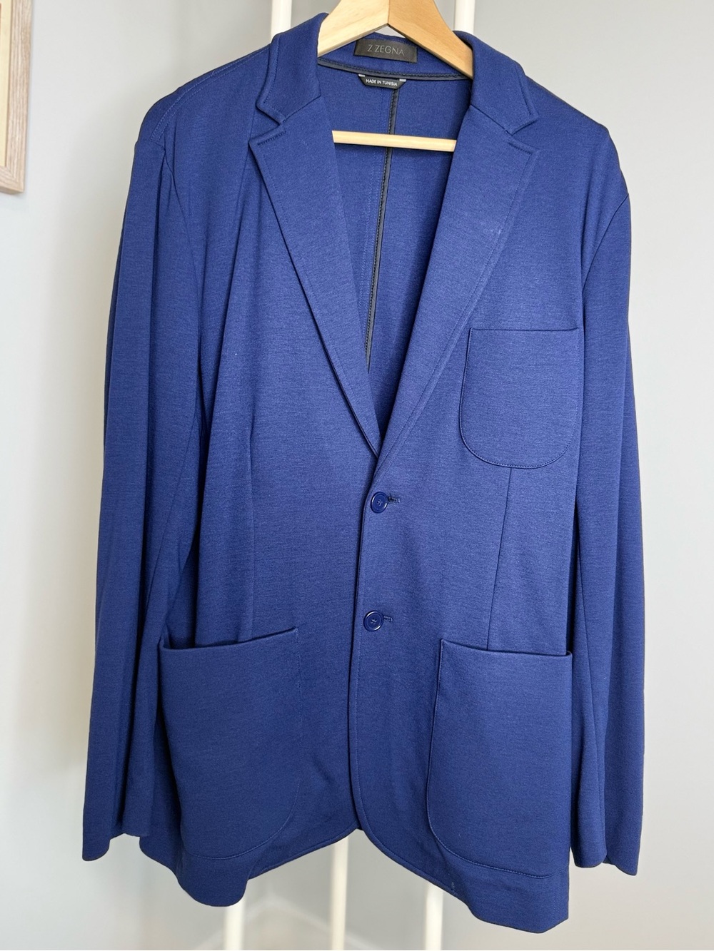 Z Zegna Men’s Navy Blue Knit Sport Coat Blazer